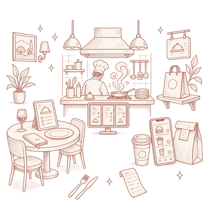 Illustration des outils d’un restaurant Alakart